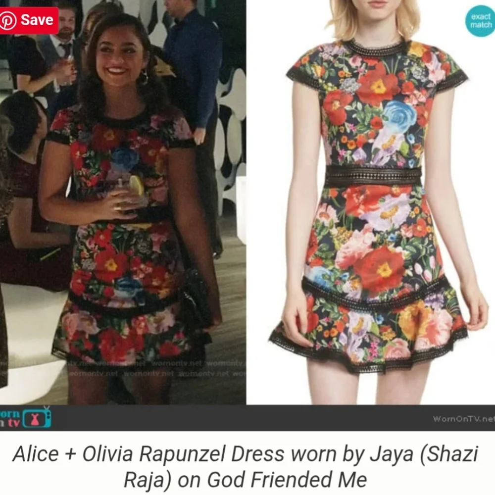 Alice + Olivia Rapunzel Fit and Flare Mini Dress in Blooming Garden - Picture 6 of 6